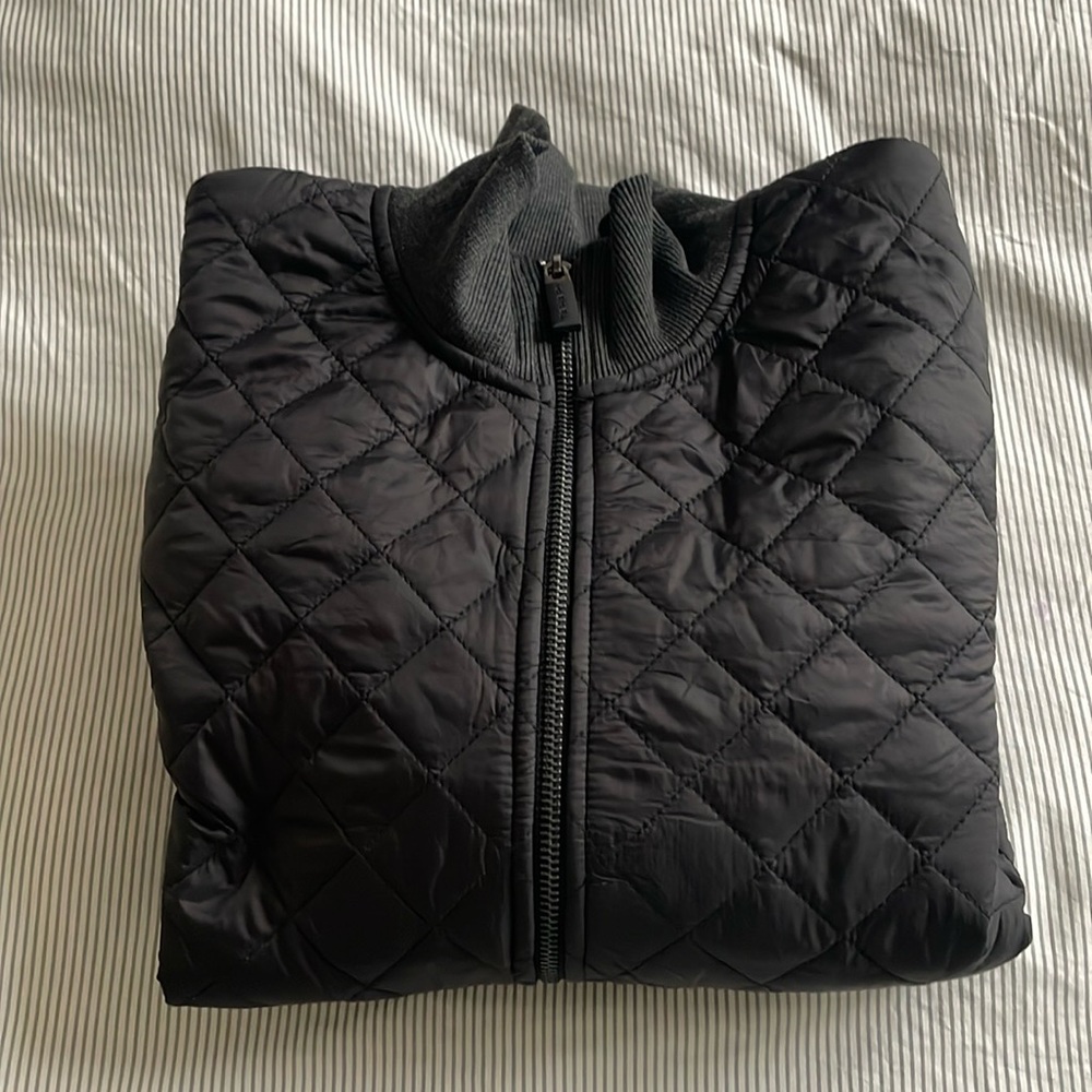 Tahari Men’s charcoal quilted lightweight bomber jacket